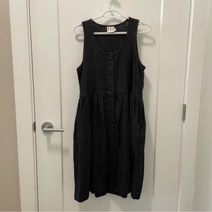 Beaton Linen sleeveless button up dress in black. Size S. EUC